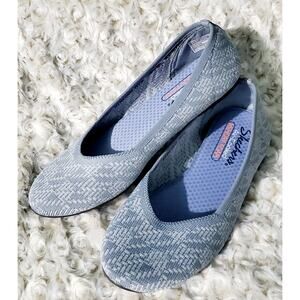 Skechers Womens Air-cooled Blue Memory Foam Ballet Flats Size 8.5 Preppy Casual